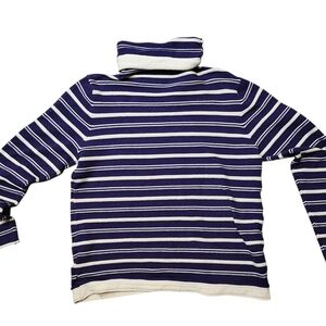 Vintage 90s Purple and White Striped Women's Turtleneck Sweater. Very Retro